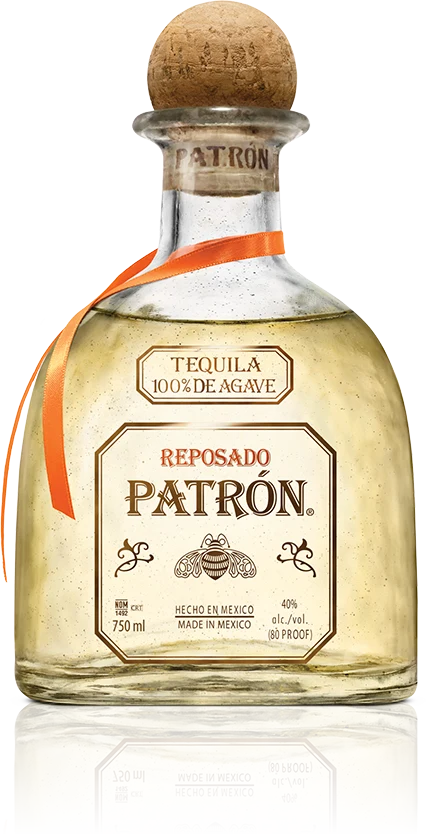 A bottle of Patrón Reposado tequila